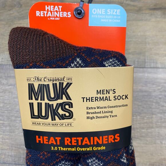 Muk Luks Heat Retainer Insulated Thermal Socks Shoe Sz 10-13 Cold Weather Snow - Picture 9 of 11
